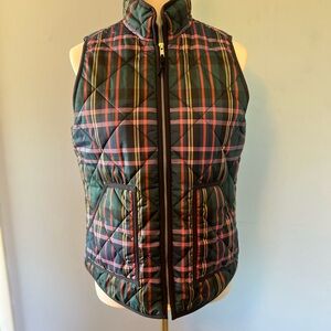 Plaid J Crew puffer vest, size smal